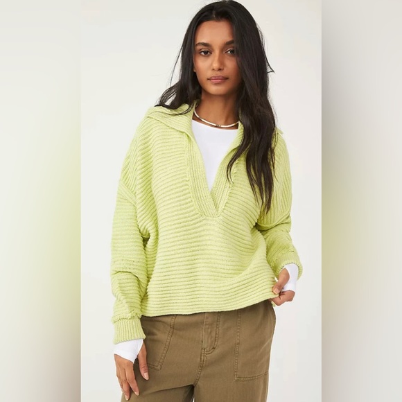Free People Tops - Free People Margie Pullover in color Acid Lime size XL